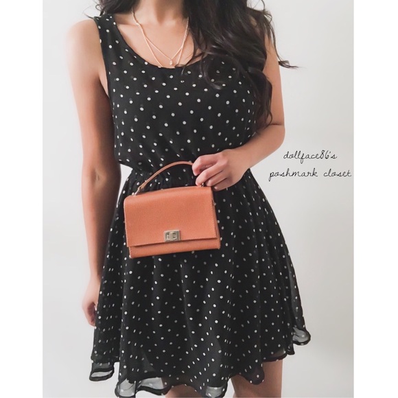 Dresses & Skirts - Black + White Polkadot Sheer Chest Dress